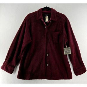 True Grit Shirt Womens Size M Deep Pile Fleece Button Up Long Sleeve Burgundy